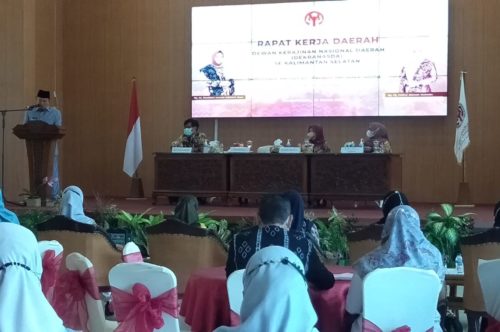 Satpol PP dan Damkar Prov. Kalsel Melaksanakan PAM Gubernur Kalsel pada Acara rapat kerja daerah dekranasda Kalimantan Selatan